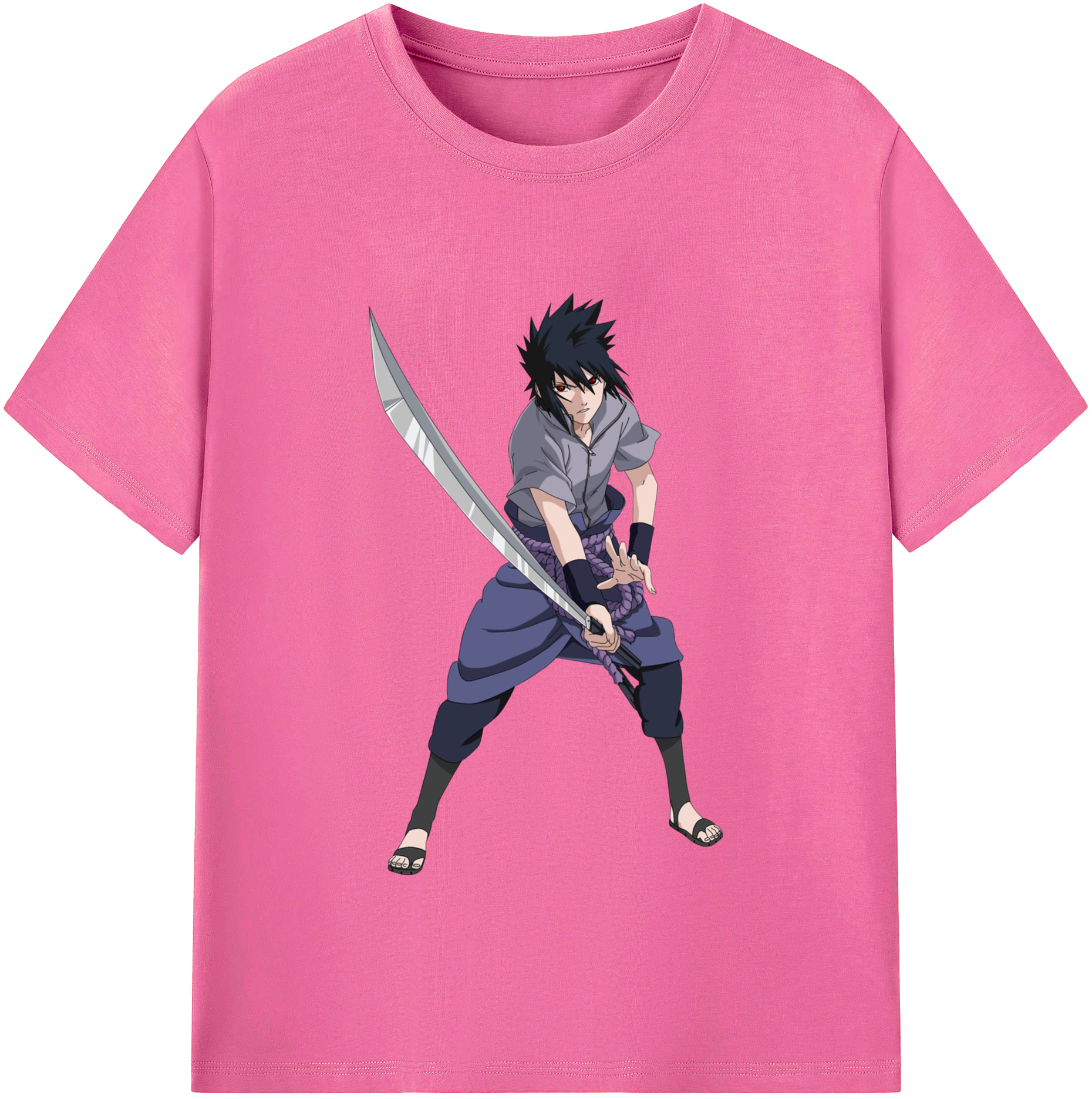 （画像用） NARUTO -ナルト- うちは サスケ Uchiha Sasuke レディースカジュアルプリントTシャツ（綿100％）